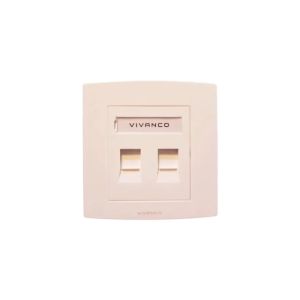 Vivanco 2 Port Face Plate with Shutter VCA20 Cat6A Jack Compatible